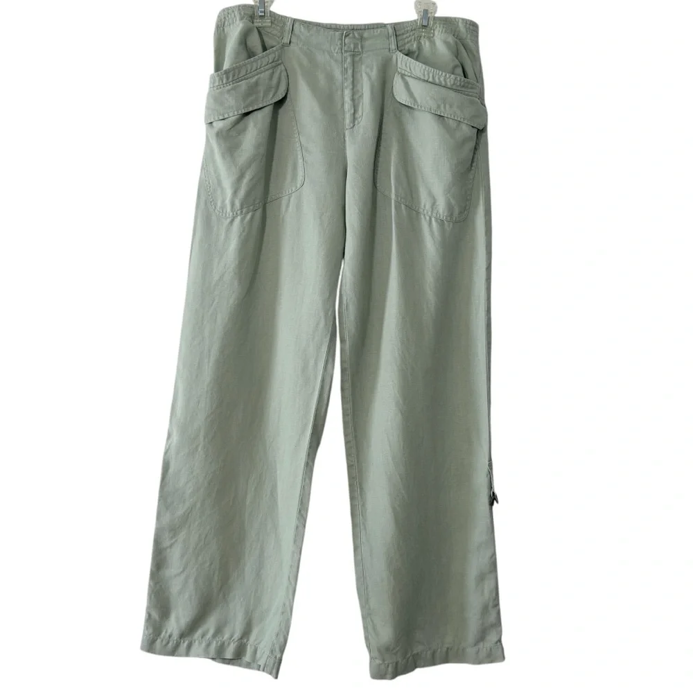 Wide Leg Utility Pants in Sage Green